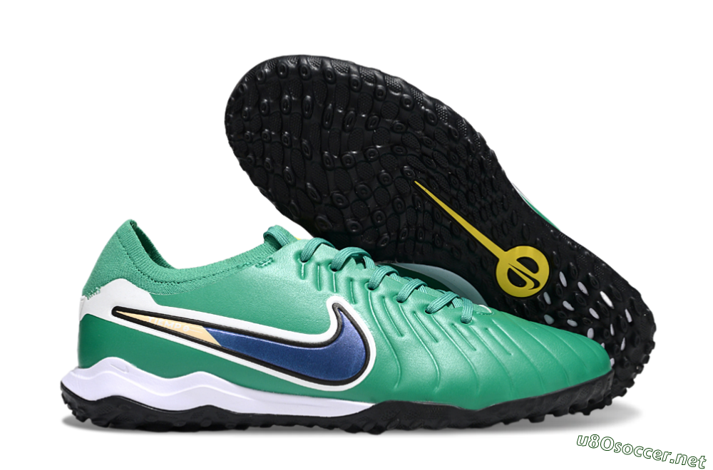 Men's Nike Tiempo Legend 10 Pro TF Football Shoes - Green/Blue/White 2