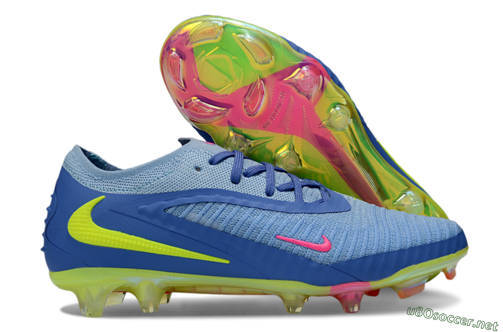 Men's Nike Phantom 6 Elite Low FG Football Boots - Blue/Pink/Yellow 2