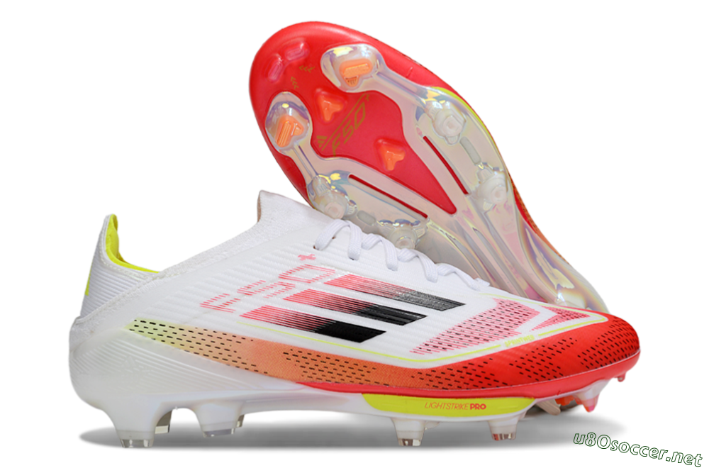 Unisex Adidas F50+ Lightstrike Pro FG Football Boots - White/Red/Black 2
