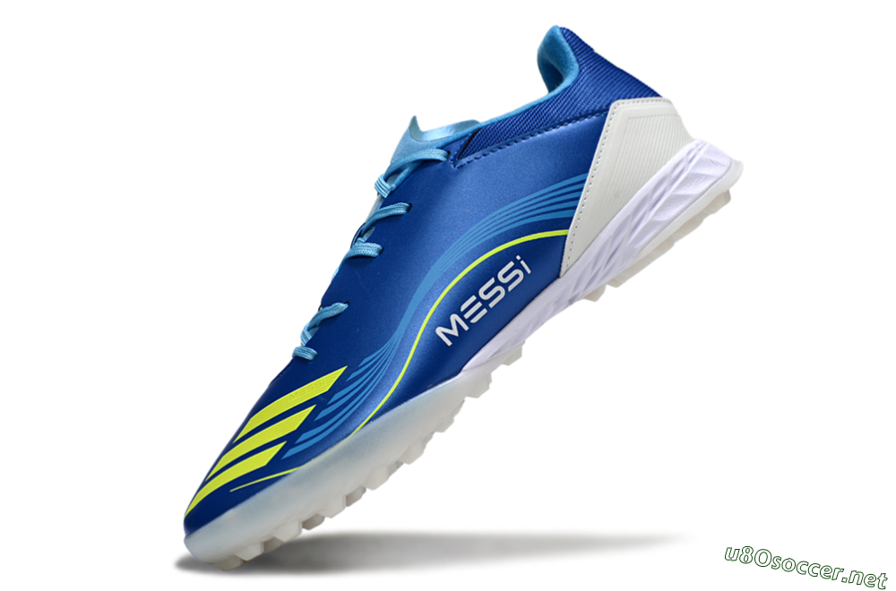 Men's Messi x Adidas F50 Pro TF Football Shoes - Blue/Yellow/White 5