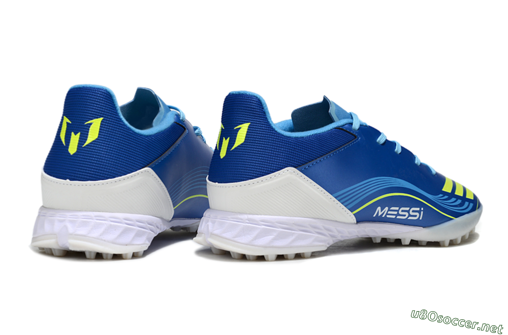 Men's Messi x Adidas F50 Pro TF Football Shoes - Blue/Yellow/White 6