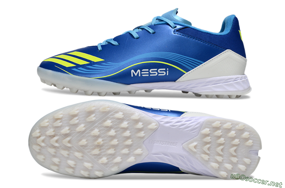 Men's Messi x Adidas F50 Pro TF Football Shoes - Blue/Yellow/White 1