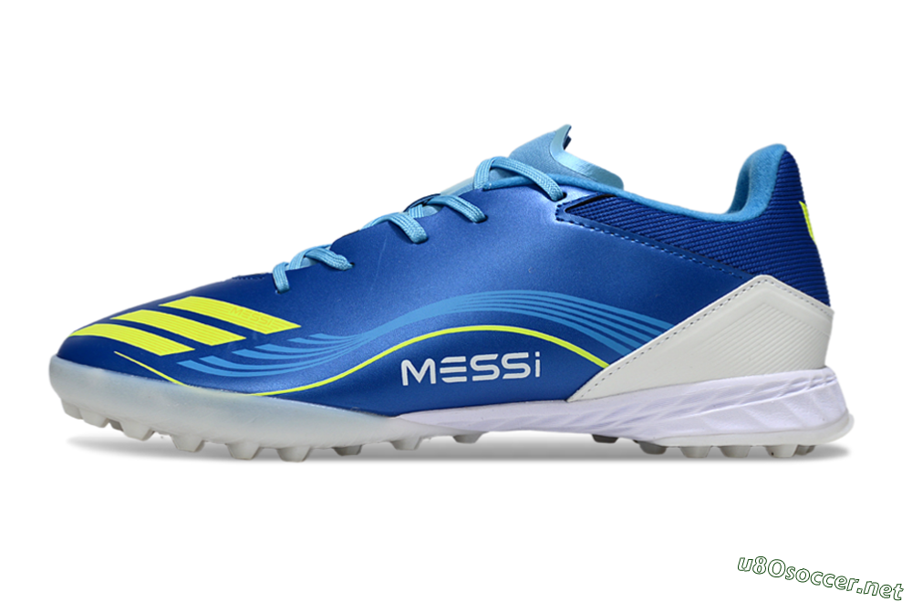 Men's Messi x Adidas F50 Pro TF Football Shoes - Blue/Yellow/White 0