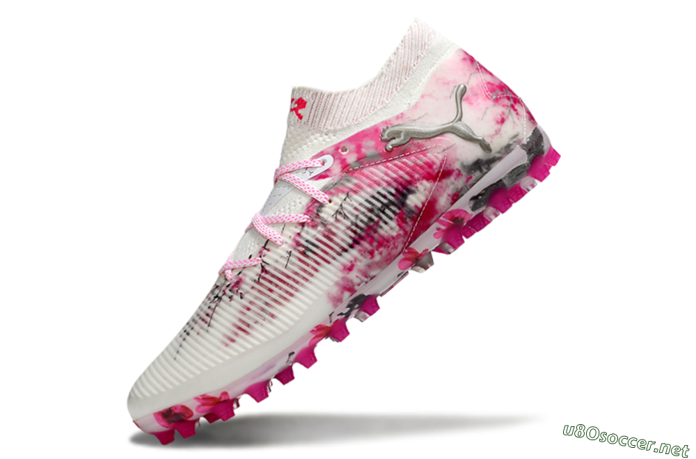 Men's Puma Future 8 Ultimate MG Football Boots - White/Pink/Silver 5