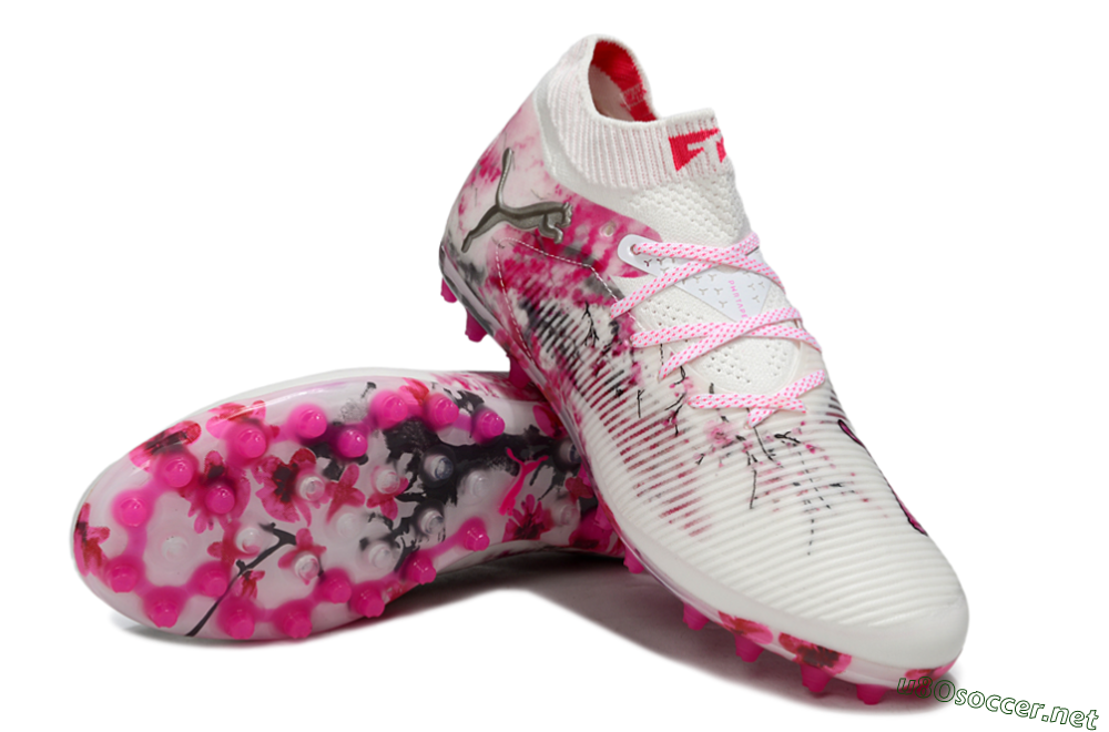 Men's Puma Future 8 Ultimate MG Football Boots - White/Pink/Silver 3