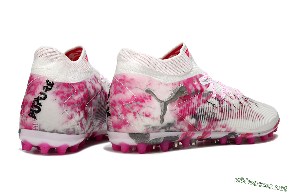 Men's Puma Future 8 Ultimate MG Football Boots - White/Pink/Silver 6