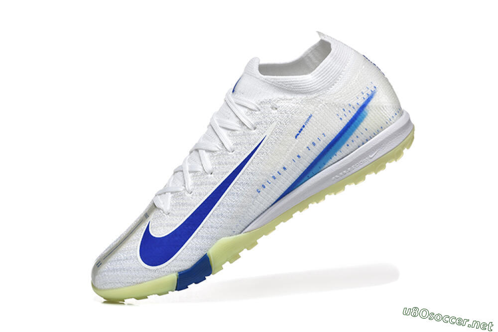 Men's Nike Air Zoom Mercurial Vapor 16 Elite TF Football Shoes - White/Blue/Beige 8