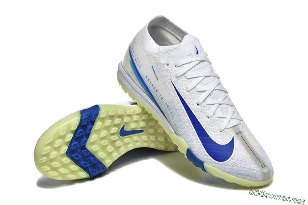 Men's Nike Air Zoom Mercurial Vapor 16 Elite TF Football Shoes - White/Blue/Beige 4