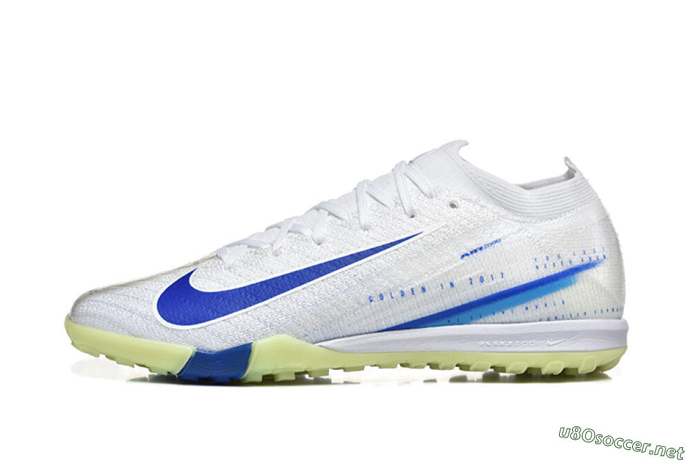 Men's Nike Air Zoom Mercurial Vapor 16 Elite TF Football Shoes - White/Blue/Beige 0