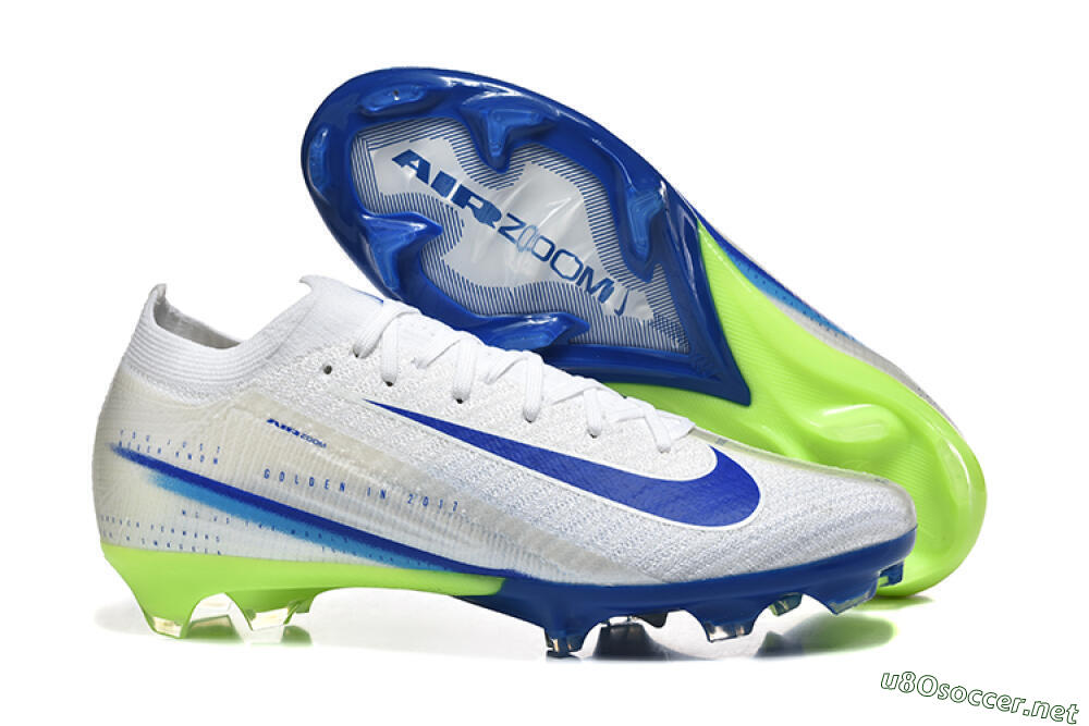 Men's Nike Air Zoom Mercurial Vapor 16 Elite FG Football Boots - White/Blue/Yellow 2