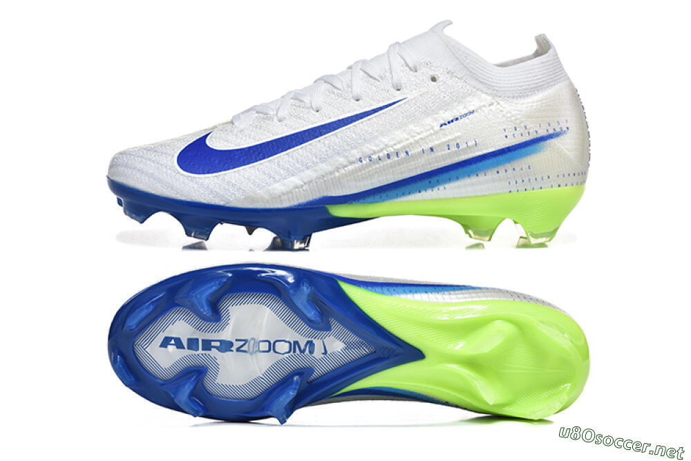 Men's Nike Air Zoom Mercurial Vapor 16 Elite FG Football Boots - White/Blue/Yellow 1