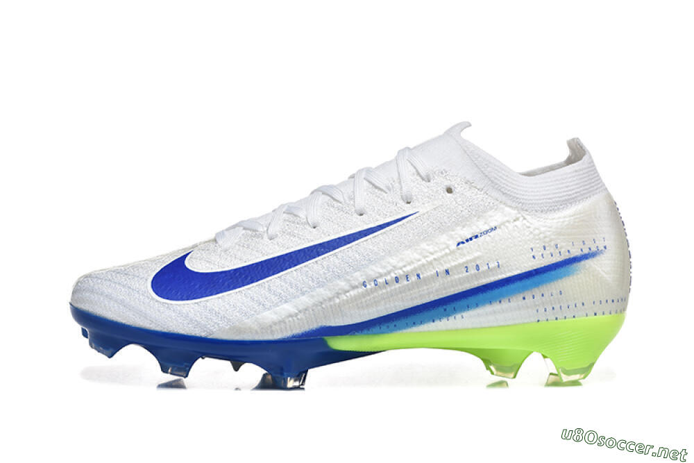 Men's Nike Air Zoom Mercurial Vapor 16 Elite FG Football Boots - White/Blue/Yellow 0