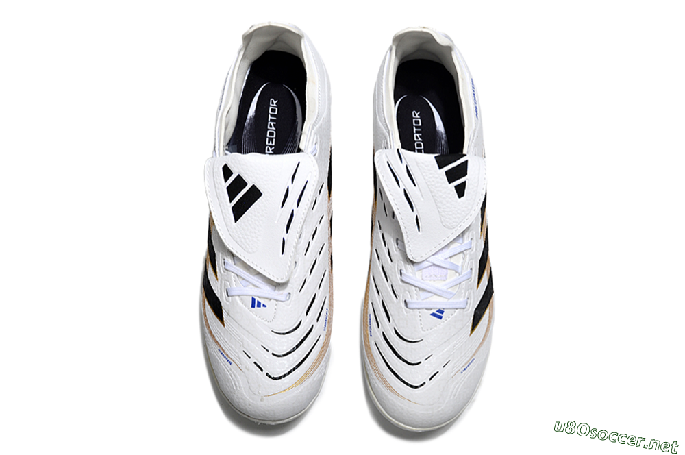 Unisex Adidas Predator 25 Elite Foldover Tongue TF Football Shoes - White/Black/Gold 4