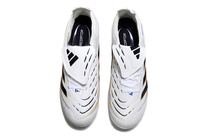 Unisex Adidas Predator 25 Elite Foldover Tongue TF Football Shoes - White/Black/Gold