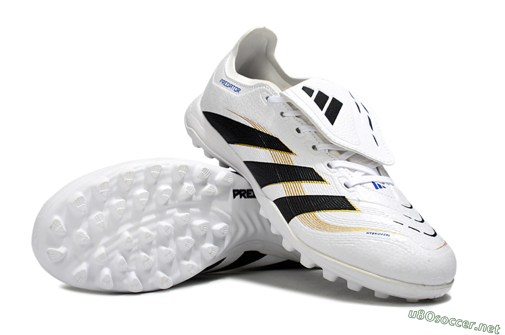 Unisex Adidas Predator 25 Elite Foldover Tongue TF Football Shoes - White/Black/Gold 3