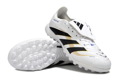 Unisex Adidas Predator 25 Elite Foldover Tongue TF Football Shoes - White/Black/Gold