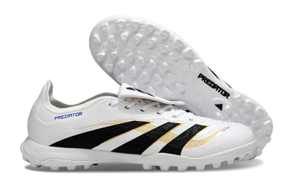 Unisex Adidas Predator 25 Elite Foldover Tongue TF Football Shoes - White/Black/Gold