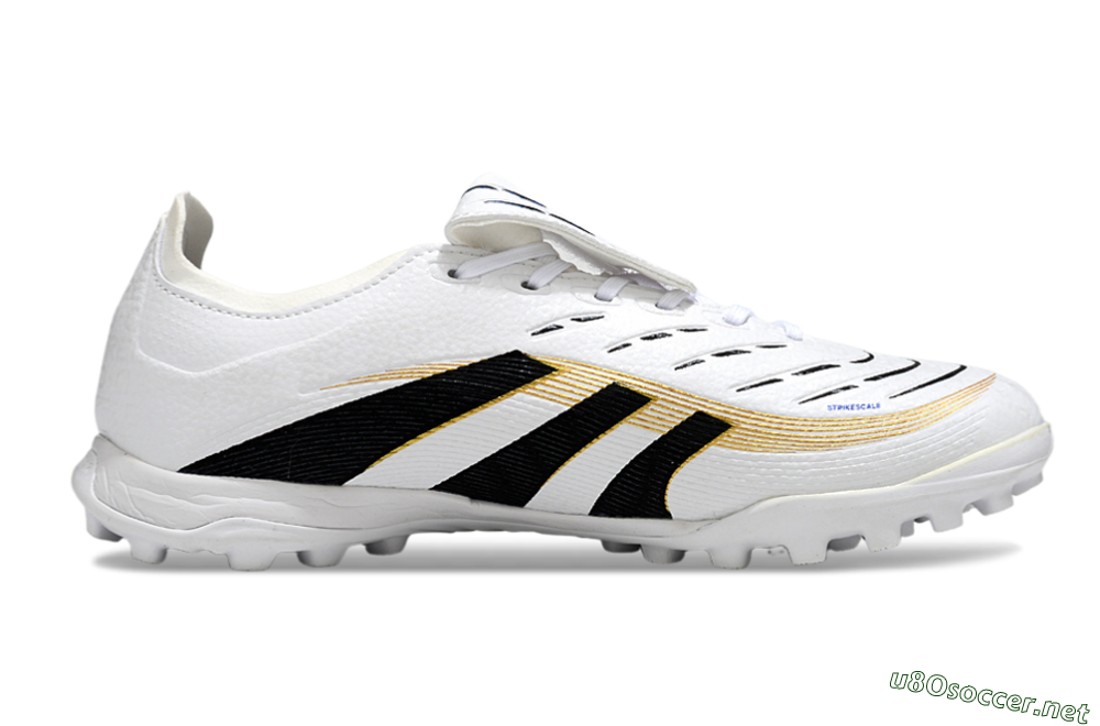 Unisex Adidas Predator 25 Elite Foldover Tongue TF Football Shoes - White/Black/Gold 7