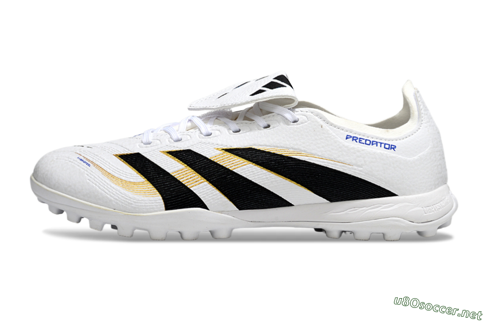 Unisex Adidas Predator 25 Elite Foldover Tongue TF Football Shoes - White/Black/Gold 0