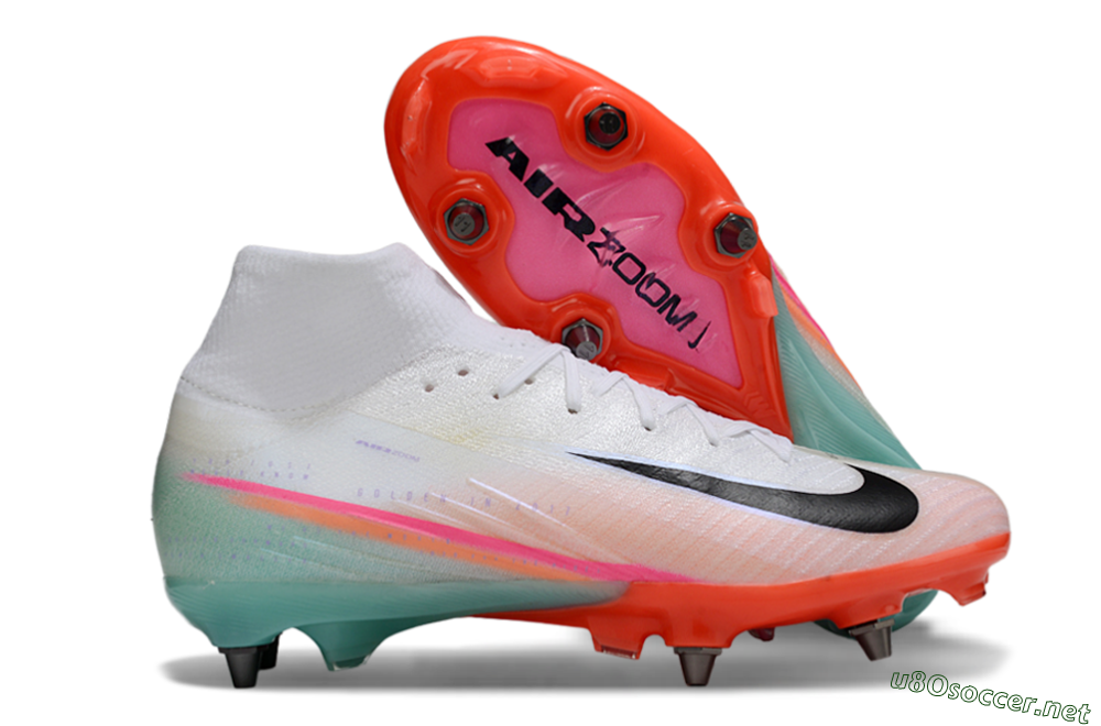 Men's Nike Air Zoom Mercurial Superfly 10 Elite SG Football Boots - White/Jade/Pink 2