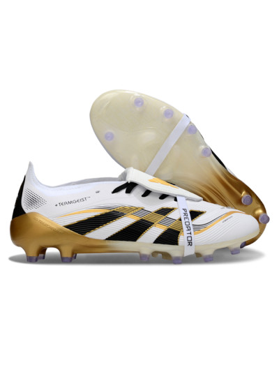 Men's Adidas Predator 25 Elite Foldover Tongue FG Football Boots - White/Black/Gold