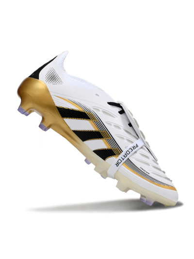 Men's Adidas Predator 25 Elite Foldover Tongue FG Football Boots - White/Black/Gold