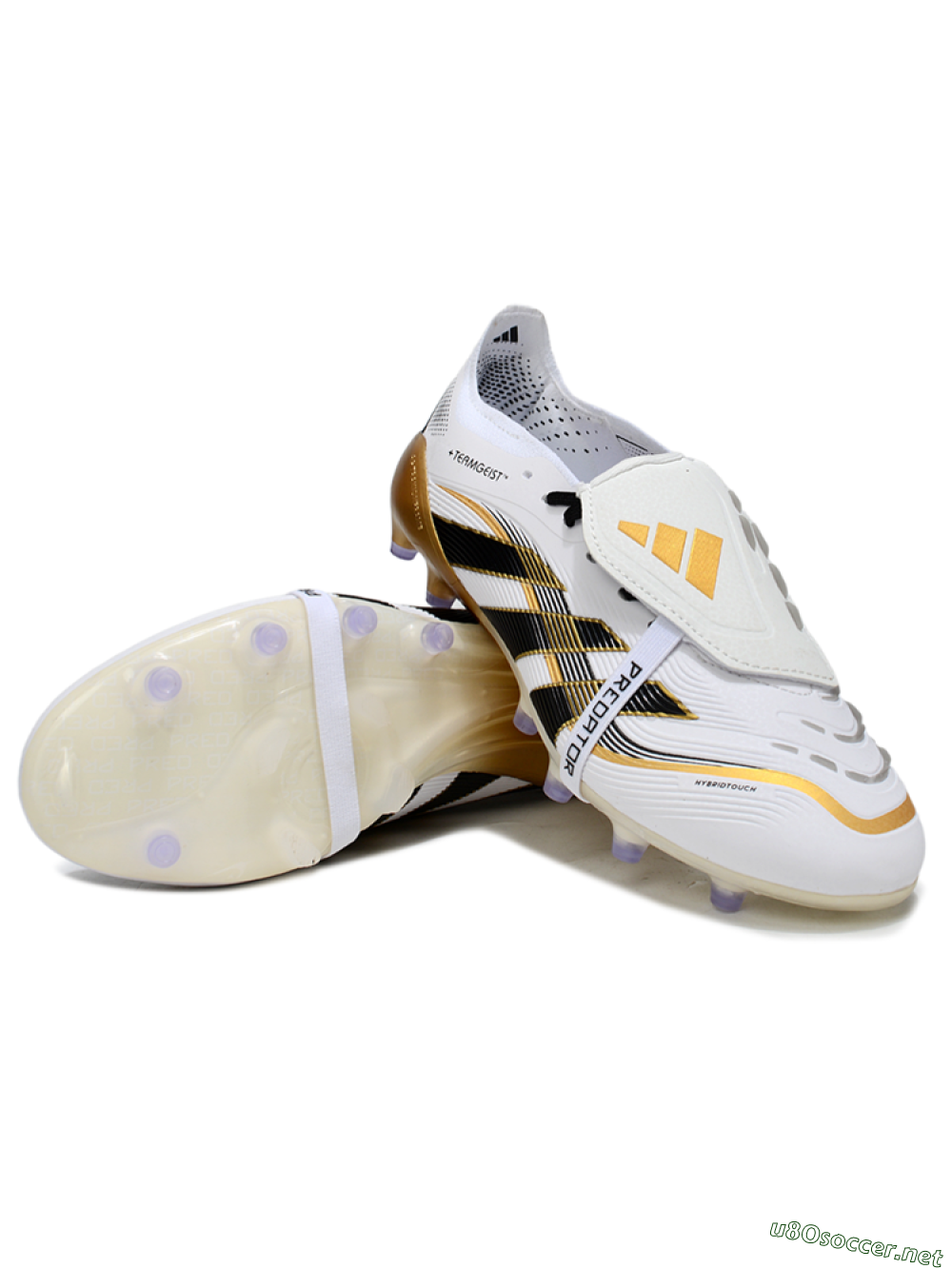 Men's Adidas Predator 25 Elite Foldover Tongue FG Football Boots - White/Black/Gold 0