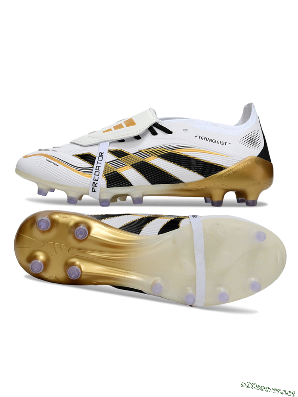 Men's Adidas Predator 25 Elite Foldover Tongue FG Football Boots - White/Black/Gold 1