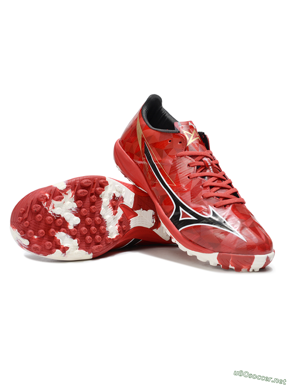 Men's Mizuno Morelia Alpha Beta TF Football Shoes - Red/Black/White 3