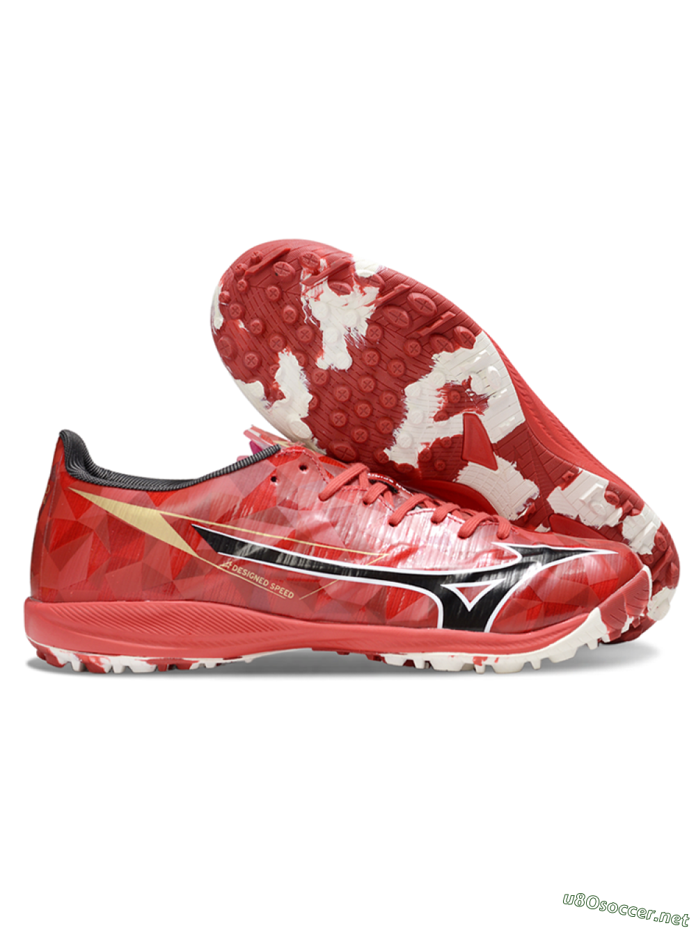 Men's Mizuno Morelia Alpha Beta TF Football Shoes - Red/Black/White 2