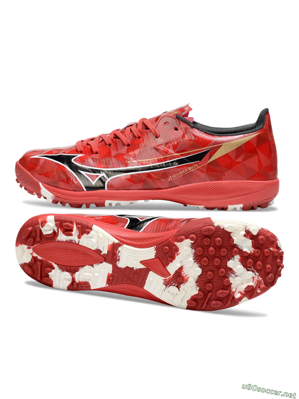 Men's Mizuno Morelia Alpha Beta TF Football Shoes - Red/Black/White 1