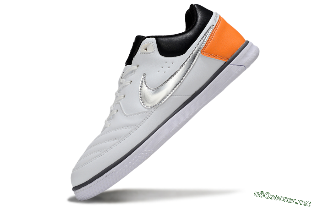 Men's Nike Lunar Gato 2 IC Football Shoes - White/Silver/Black 5