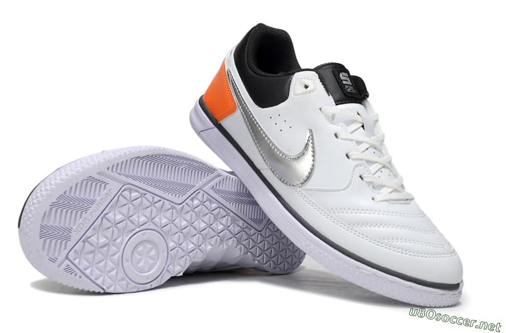 Men's Nike Lunar Gato 2 IC Football Shoes - White/Silver/Black 1