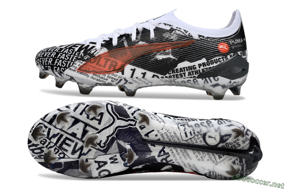Men's Puma Ultra Ultimate FG Football Boots - Black/White/Red 1