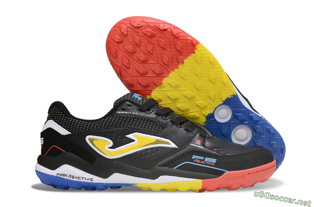 Men's Joma Top Flex TF Football Shoes - Black/Yellow/Red 2