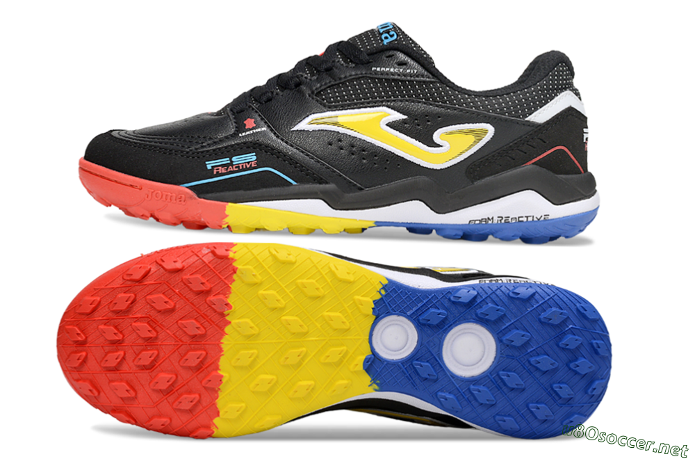 Men's Joma Top Flex TF Football Shoes - Black/Yellow/Red 1