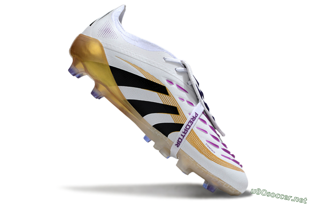 Men's Adidas Predator 25 Elite Foldover Tongue AG Football Boots - White/Black/Gold 4