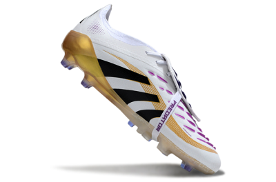 Men's Adidas Predator 25 Elite Foldover Tongue AG Football Boots - White/Black/Gold