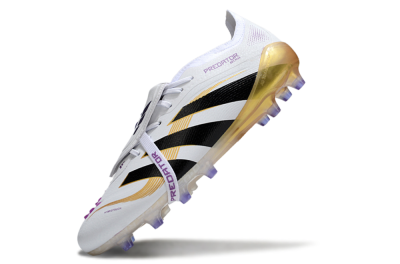 Men's Adidas Predator 25 Elite Foldover Tongue AG Football Boots - White/Black/Gold