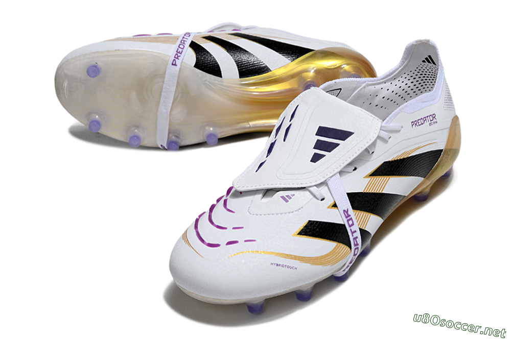 Men's Adidas Predator 25 Elite Foldover Tongue AG Football Boots - White/Black/Gold 3