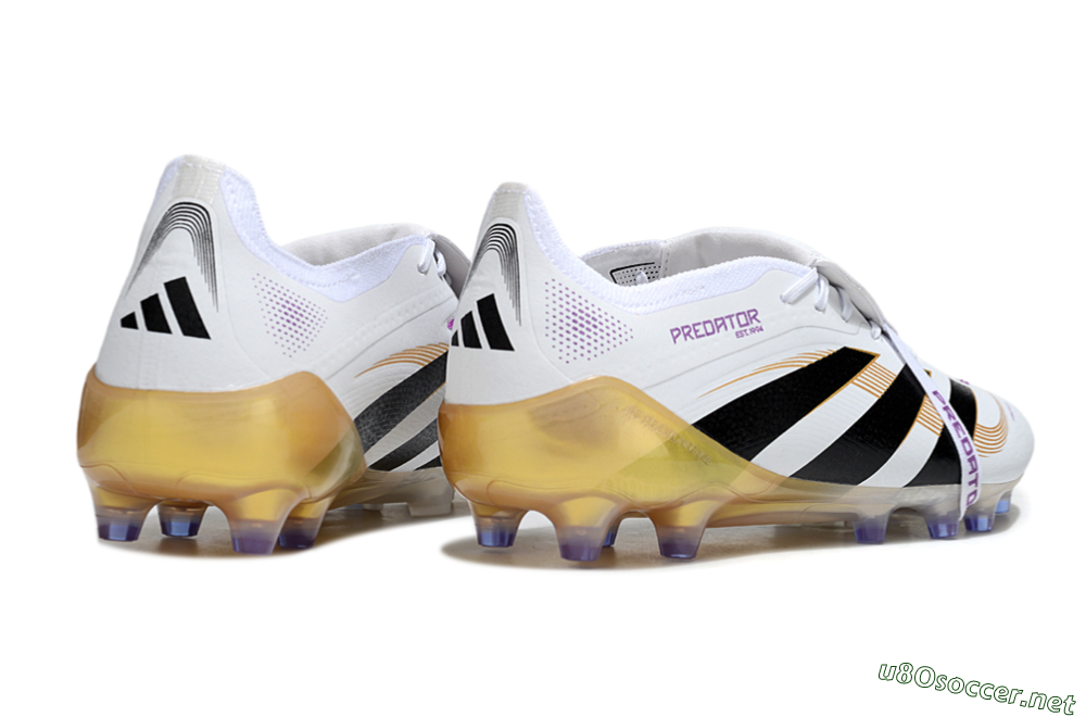 Men's Adidas Predator 25 Elite Foldover Tongue AG Football Boots - White/Black/Gold 6