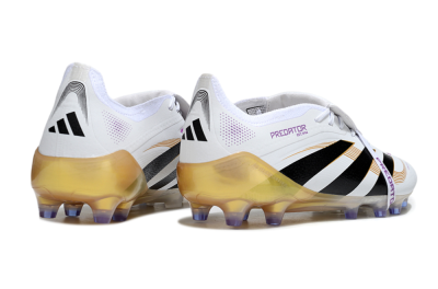 Men's Adidas Predator 25 Elite Foldover Tongue AG Football Boots - White/Black/Gold