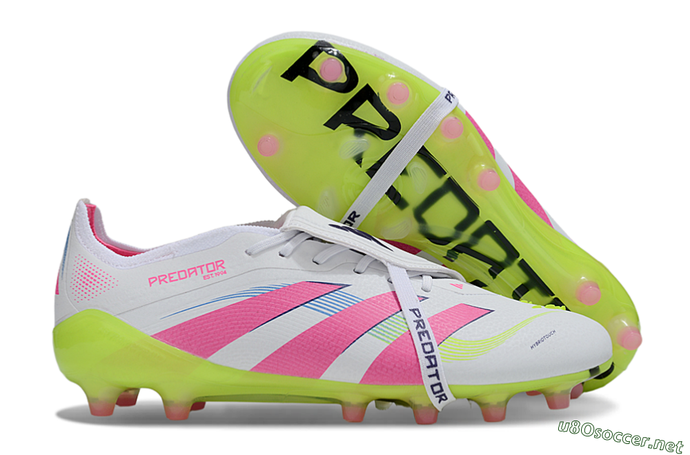 Men's Adidas Predator 25 Elite Foldover Tongue AG Football Boots - White/Pink/Yellow 2