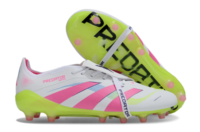 Men's Adidas Predator 25 Elite Foldover Tongue AG Football Boots - White/Pink/Yellow