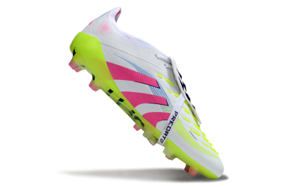 Men's Adidas Predator 25 Elite Foldover Tongue AG Football Boots - White/Pink/Yellow