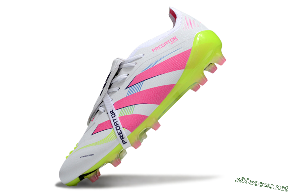 Men's Adidas Predator 25 Elite Foldover Tongue AG Football Boots - White/Pink/Yellow 5