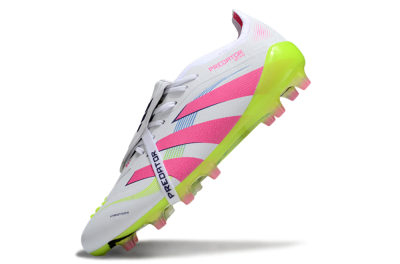 Men's Adidas Predator 25 Elite Foldover Tongue AG Football Boots - White/Pink/Yellow