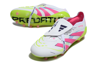 Men's Adidas Predator 25 Elite Foldover Tongue AG Football Boots - White/Pink/Yellow