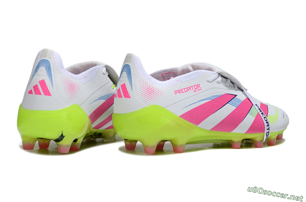 Men's Adidas Predator 25 Elite Foldover Tongue AG Football Boots - White/Pink/Yellow 6