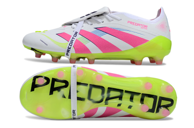 Men's Adidas Predator 25 Elite Foldover Tongue AG Football Boots - White/Pink/Yellow